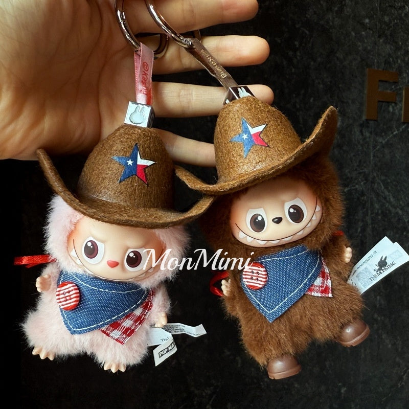 10cm Mini Monsters Labubu Cloth Western Cowboy Set-Lm001