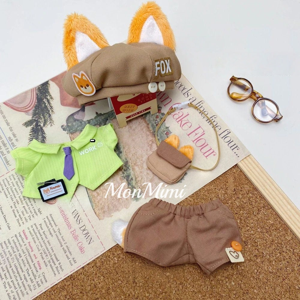 15-17cm The Monsters Labubu Judy the Bunny & Nick the Fox Couple Outfit Set -L023