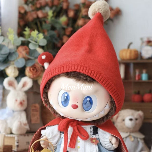15-17cm The Monsters Labubu Red Riding Hood Doll Clothes-L024