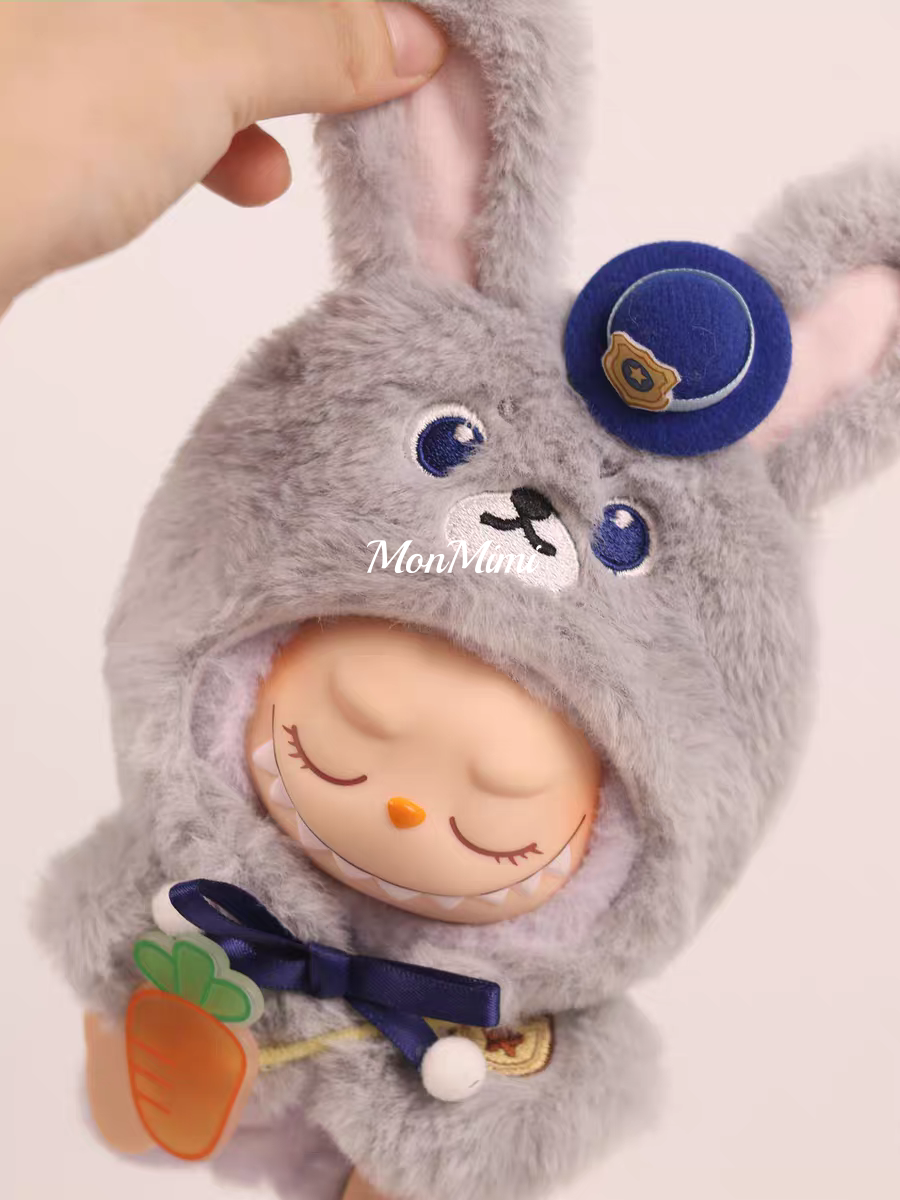 15–17cm The Monsters Labubu Judy & Nick Fox Bunny Plush Cape– L033