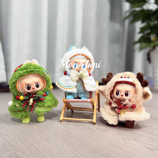 15–17cm The Monsters Labubu Christmas Elf Snowman Reindeer Plush Cape – L039