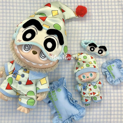 15–17cm The Monsters Labubu Cute Crayon Shin-chan Pajama Doll Outfit – L031