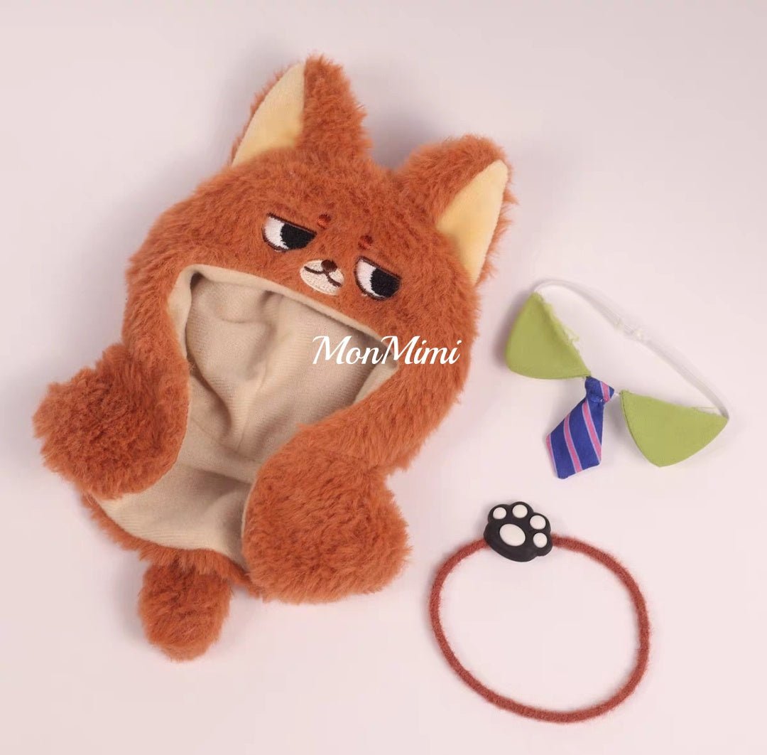 15–17cm The Monsters Labubu Judy & Nick Fox Bunny Plush Cape– L033