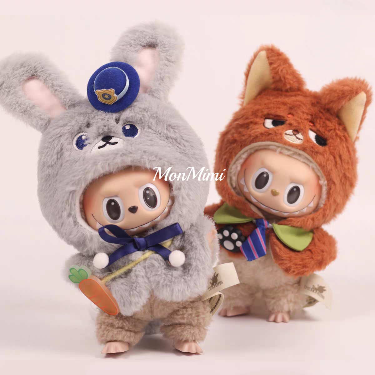 15–17cm The Monsters Labubu Judy & Nick Fox Bunny Plush Cape– L033