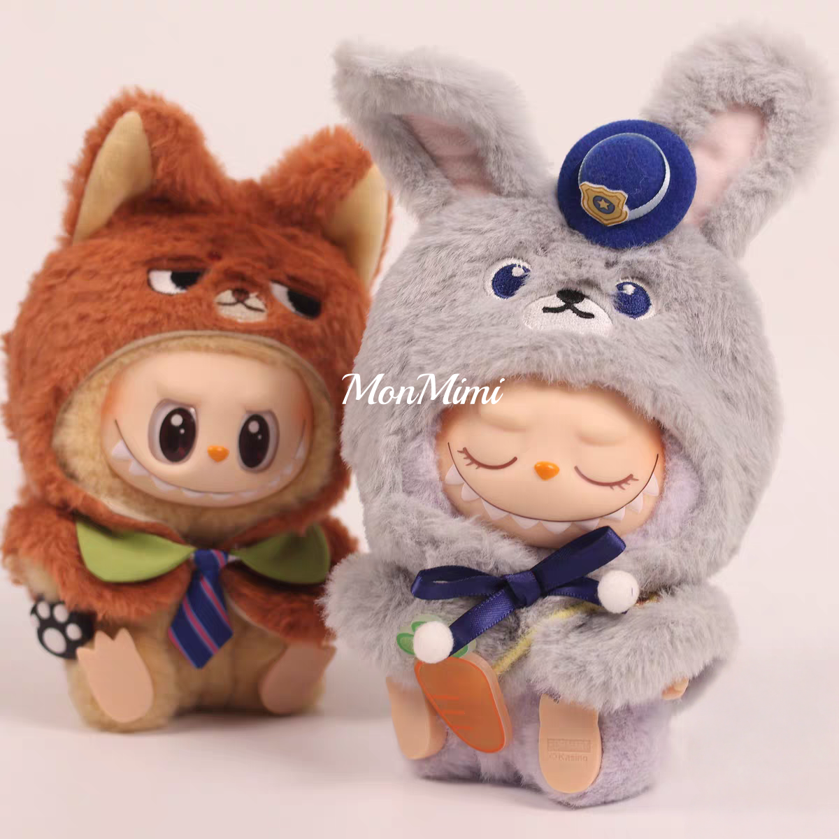15–17cm The Monsters Labubu Judy & Nick Fox Bunny Plush Cape– L033