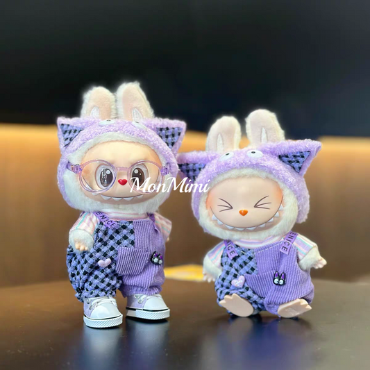 15–17cm The Monsters Labubu Purple Monster Plush Outfit with Cute Ears-L038