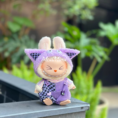 15–17cm The Monsters Labubu Purple Monster Plush Outfit with Cute Ears-L038