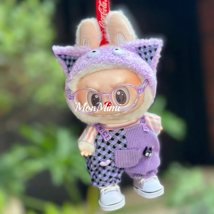 15–17cm The Monsters Labubu Purple Monster Plush Outfit with Cute Ears-L038